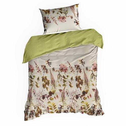 Obliečky na posteľ so vzorom kvetov zo saténovej bavlny - Spring 3, prikrývka 140 x 200 cm + vankúš 70 x 80 cm